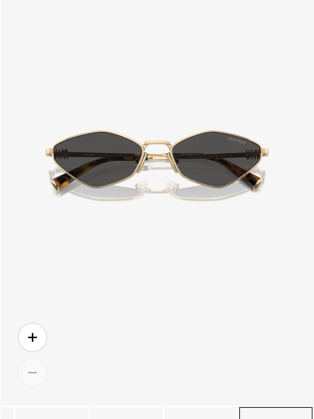 Miu Miu Gold Frame Tortoiseshell Arm Black Lens Geometric Sunglasses